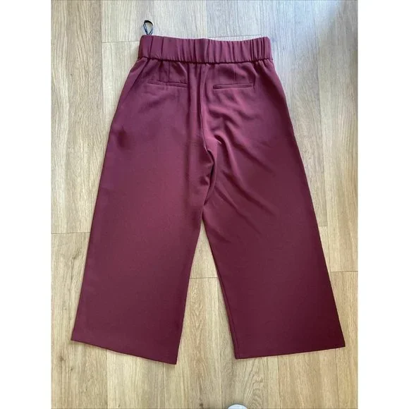 Dorothy Perkins Tailoring Crop Wide Leg Trousers Berry Red Culottes 6 - Picture 4 of 5